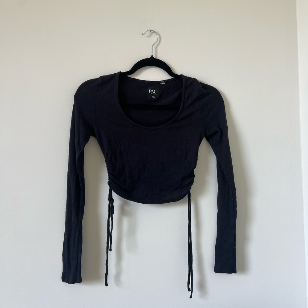 PacSun XS Black Ruched Long Sleeve Top